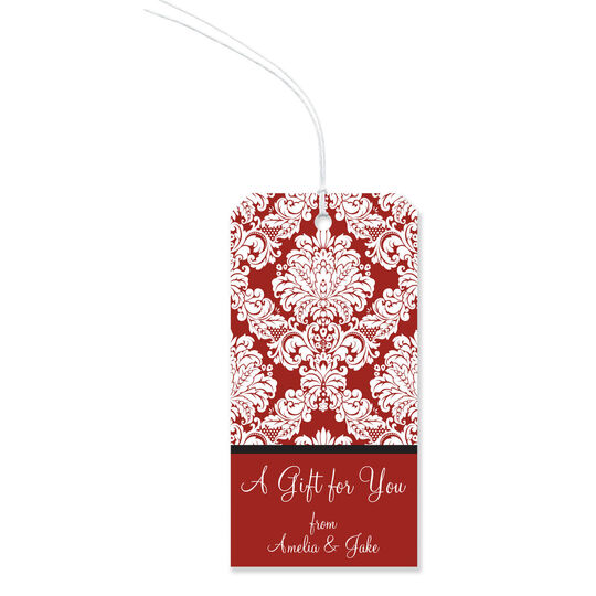 Red Damask Large Hanging Gift Tags